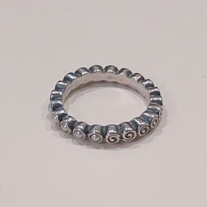 Authentic Pandora ocean’s treasure pearl and silver ring size 56